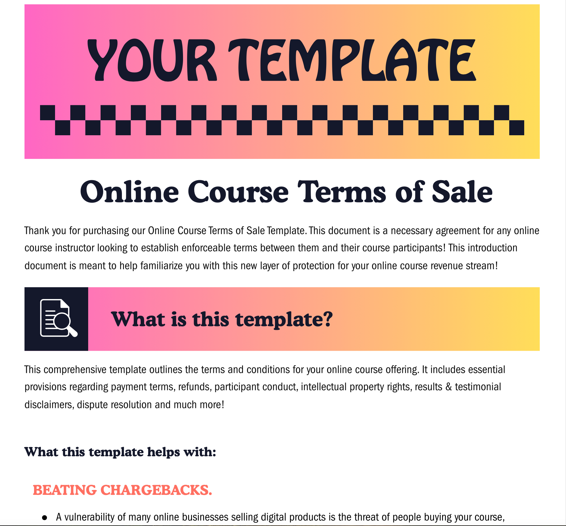 Clickwrap Template Online Course Terms & Conditions Clickwrap Agreement Template – The ...